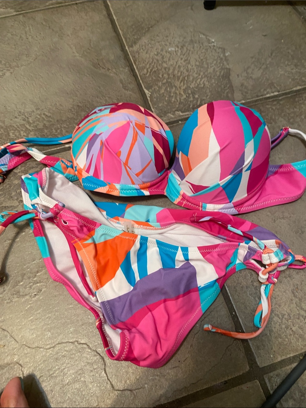 Women's Pink Multicolor Push-Up Bikini Set